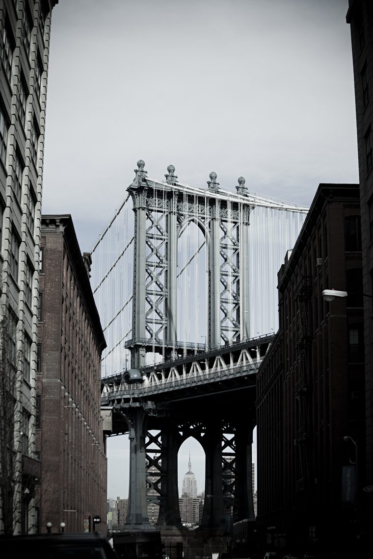 DUMBO, Brooklyn — the Manhattan Bridge from Washington Street