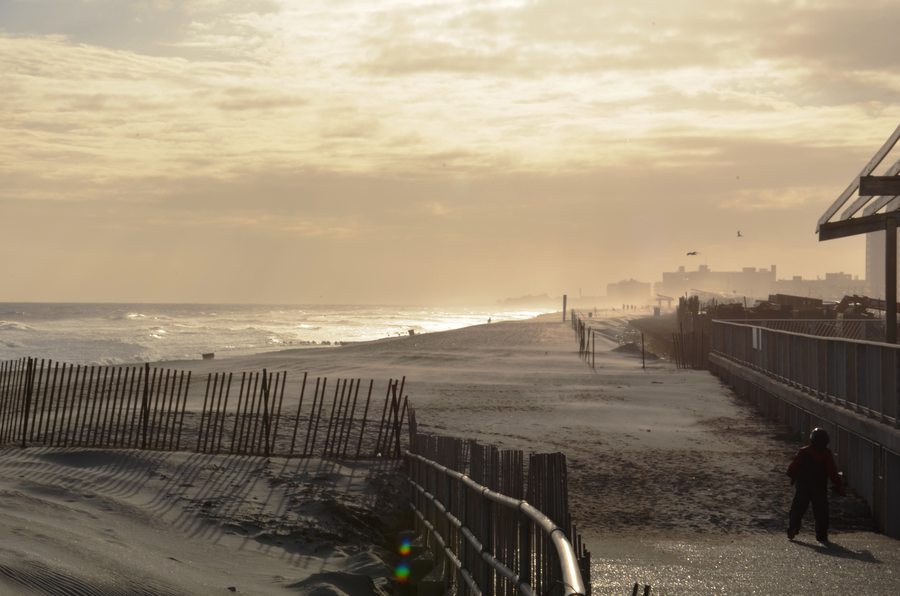 The beach and boardwalk at Rockaway Beach, Queens